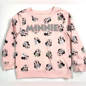 DISNEY JR Girls Minnie Mouse Crewneck Sweatshirt‎ 4T Cozy Pullover Fall Winter